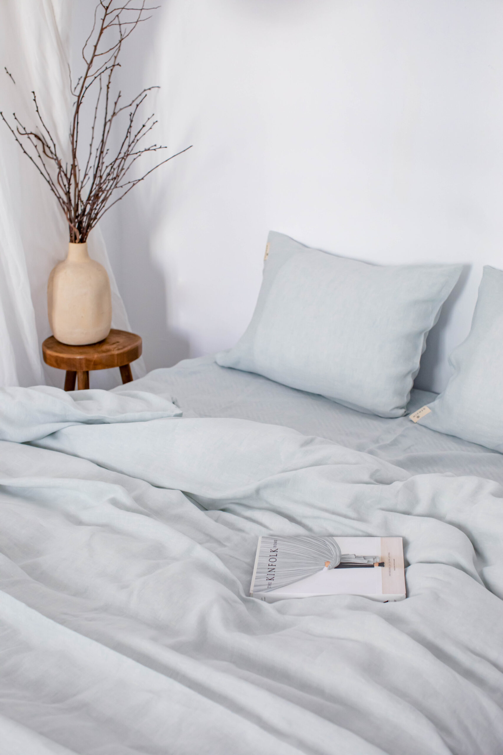 Dusty Blue Set 50x60 Pillowcases and 80x200 Sheet