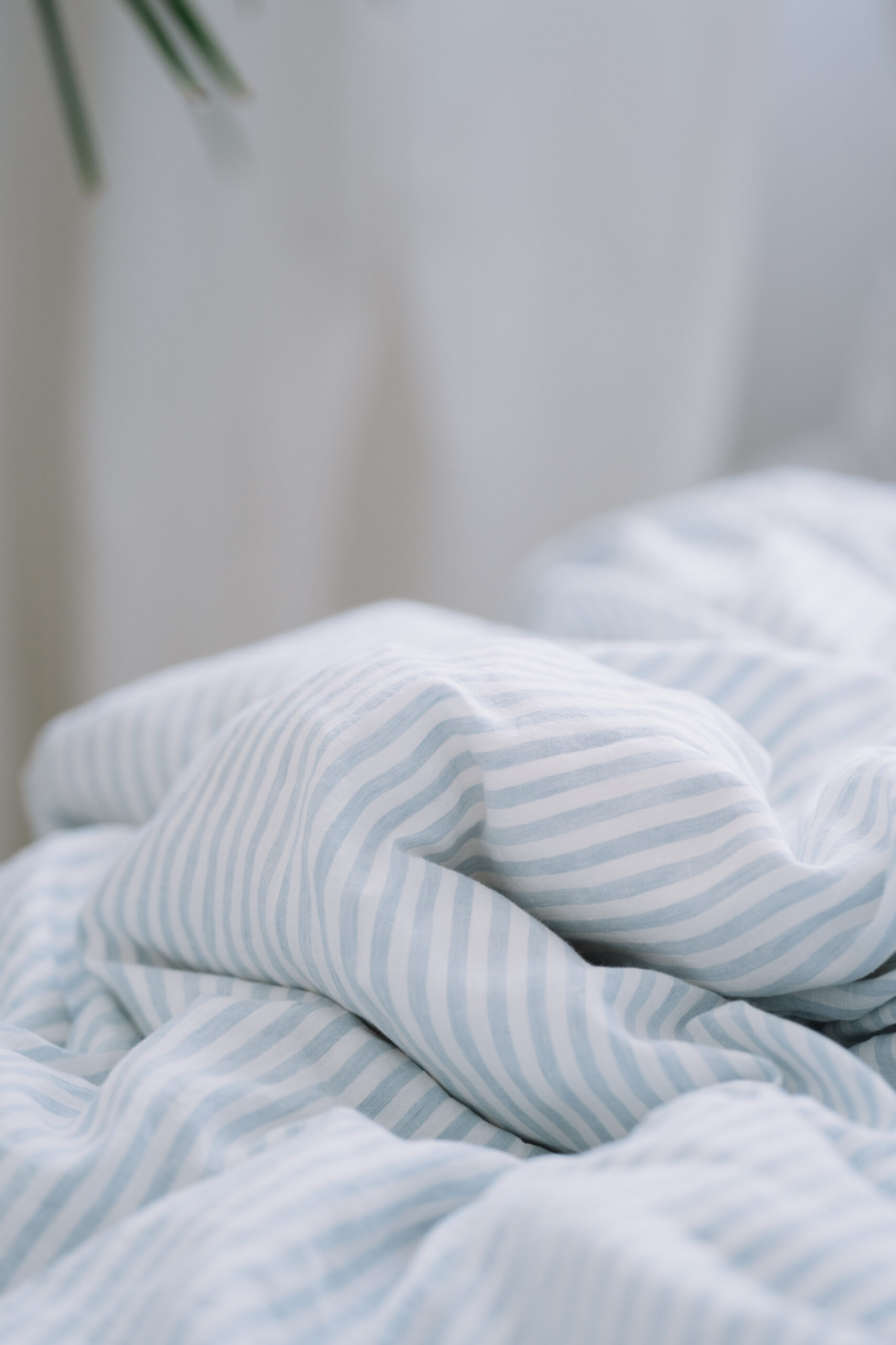 Dusty Blue Large Stripes Set 90x200 Sheet and 150x200 Quilt Cover