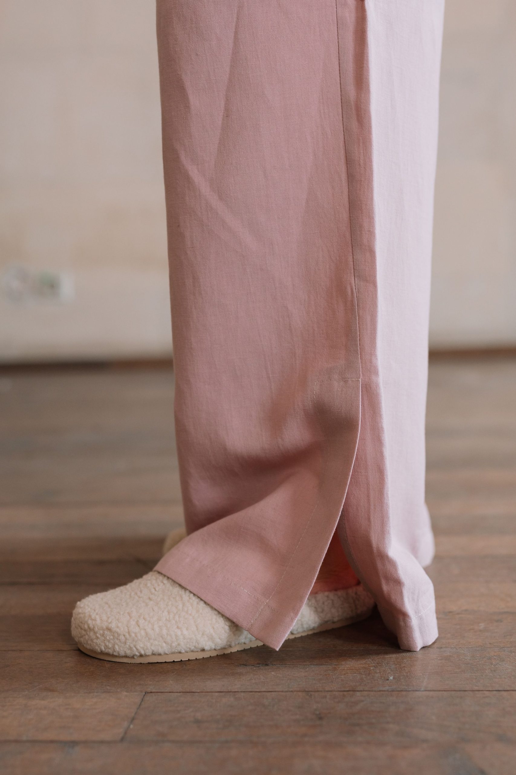 Pajama trousers linen and cotton Fire Pink
